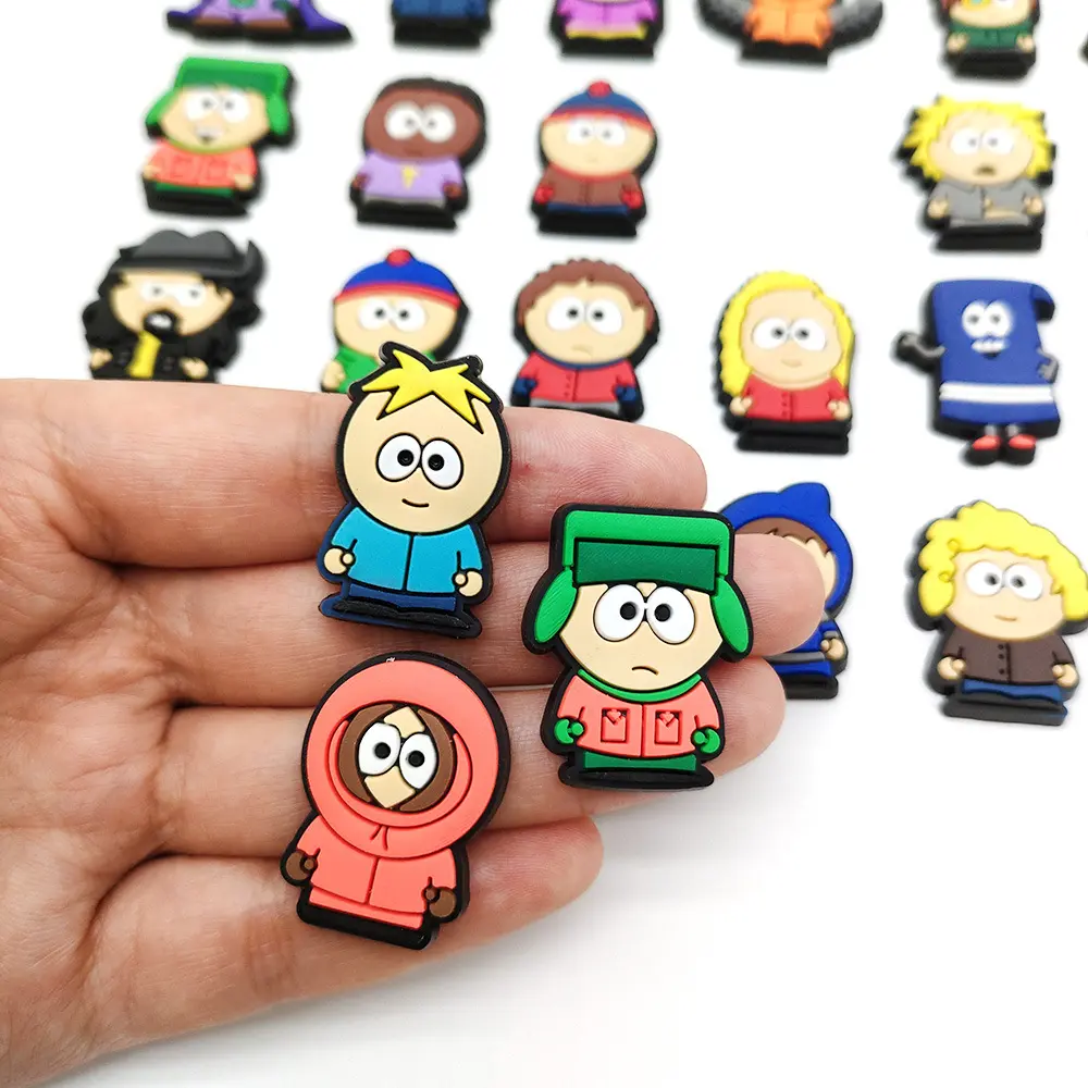 30Pcs South Park Series Shoe Charms for Clogs Bubble Slides Sandals PVC Shoe Decorations Buckle Accessories for kids Girl