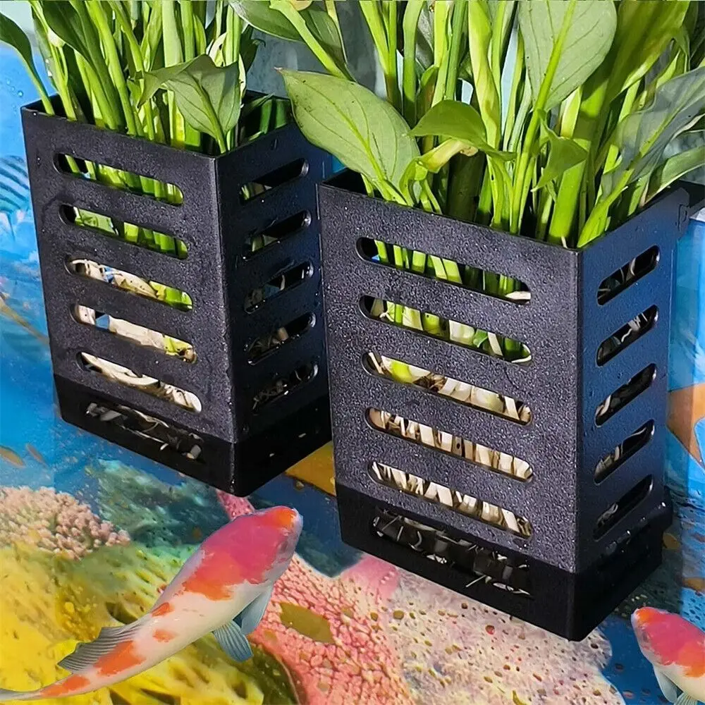 Aquarium Fish Tank Plant Holder with Hooks Suction Cups for Emersed Plant for Aquatic Plant Cultivation Water Feature Decoration