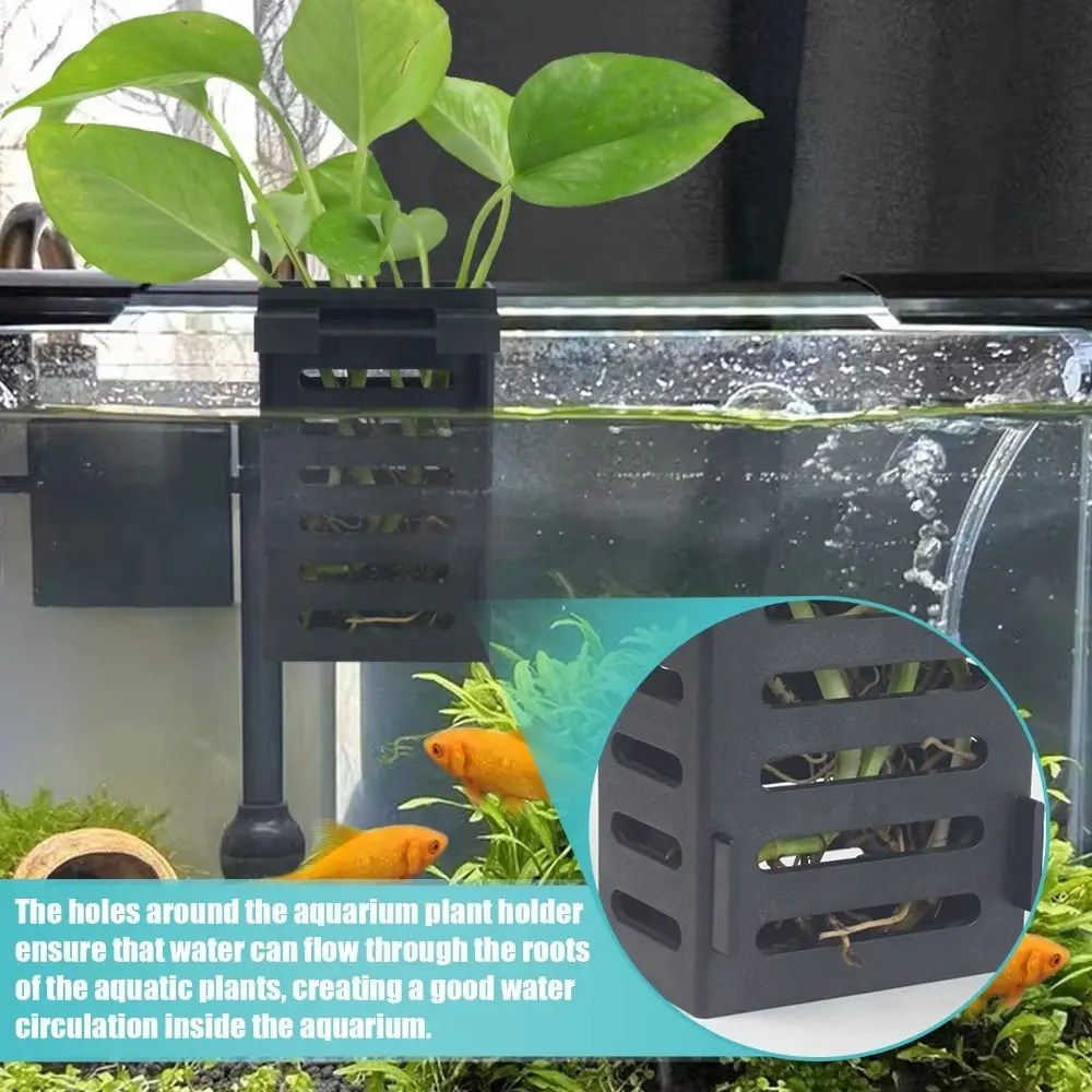 Aquarium Fish Tank Plant Holder with Hooks Suction Cups for Emersed Plant for Aquatic Plant Cultivation Water Feature Decoration