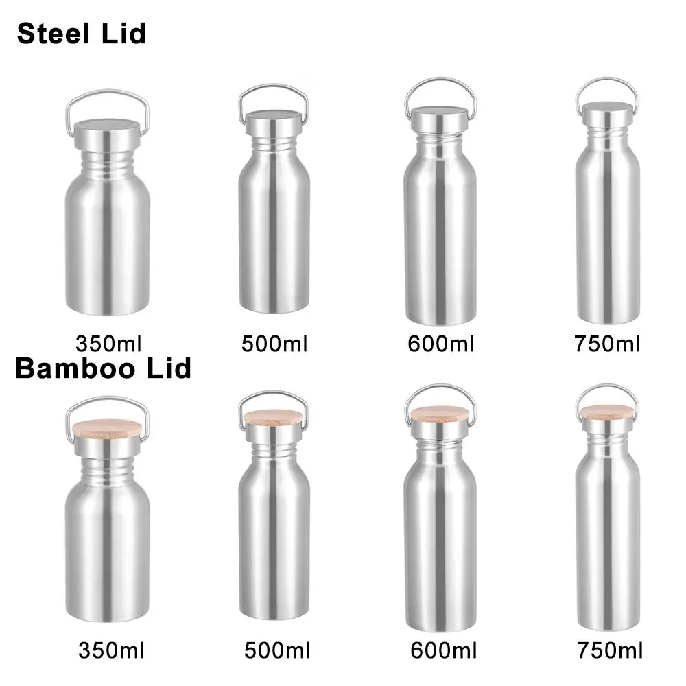 Stainless Steel Bicycle Water Bottle Sports Fitness Single Walled Vacuum Insulated Metal Flask