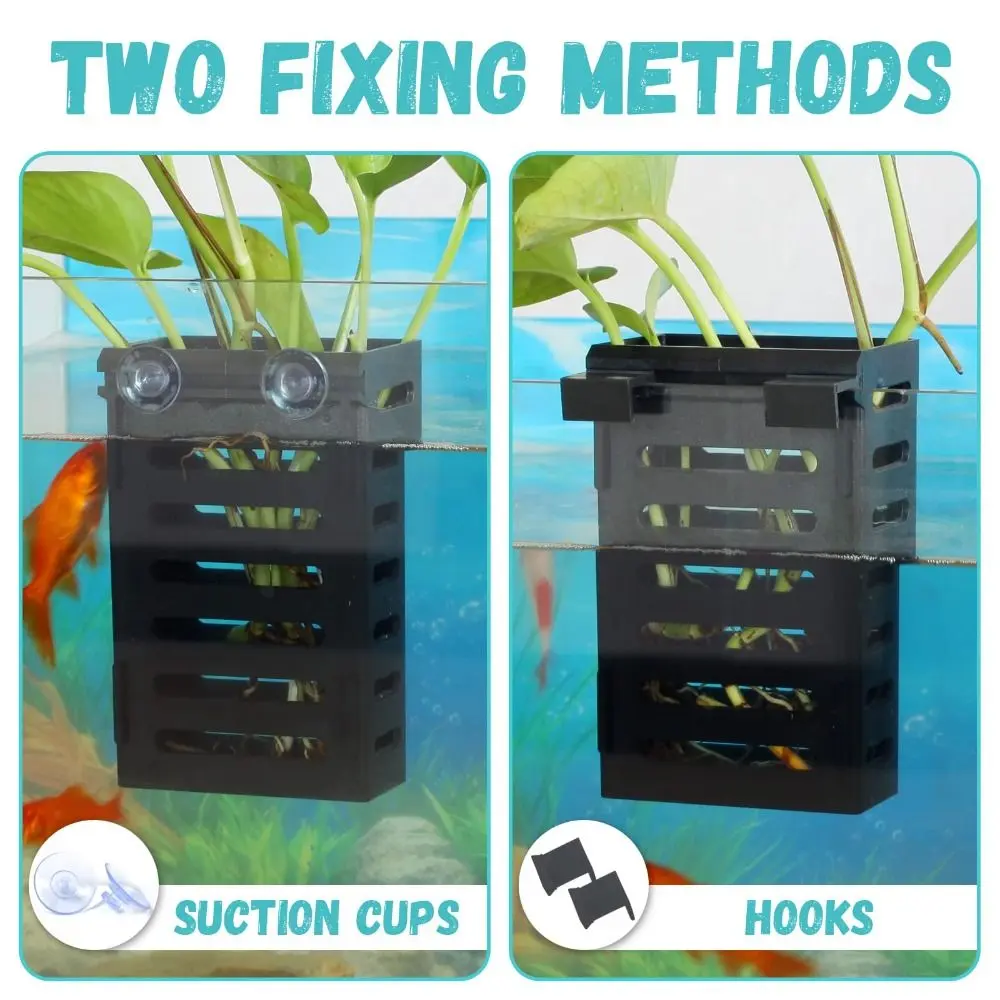 Aquarium Fish Tank Plant Holder with Hooks Suction Cups for Emersed Plant for Aquatic Plant Cultivation Water Feature Decoration