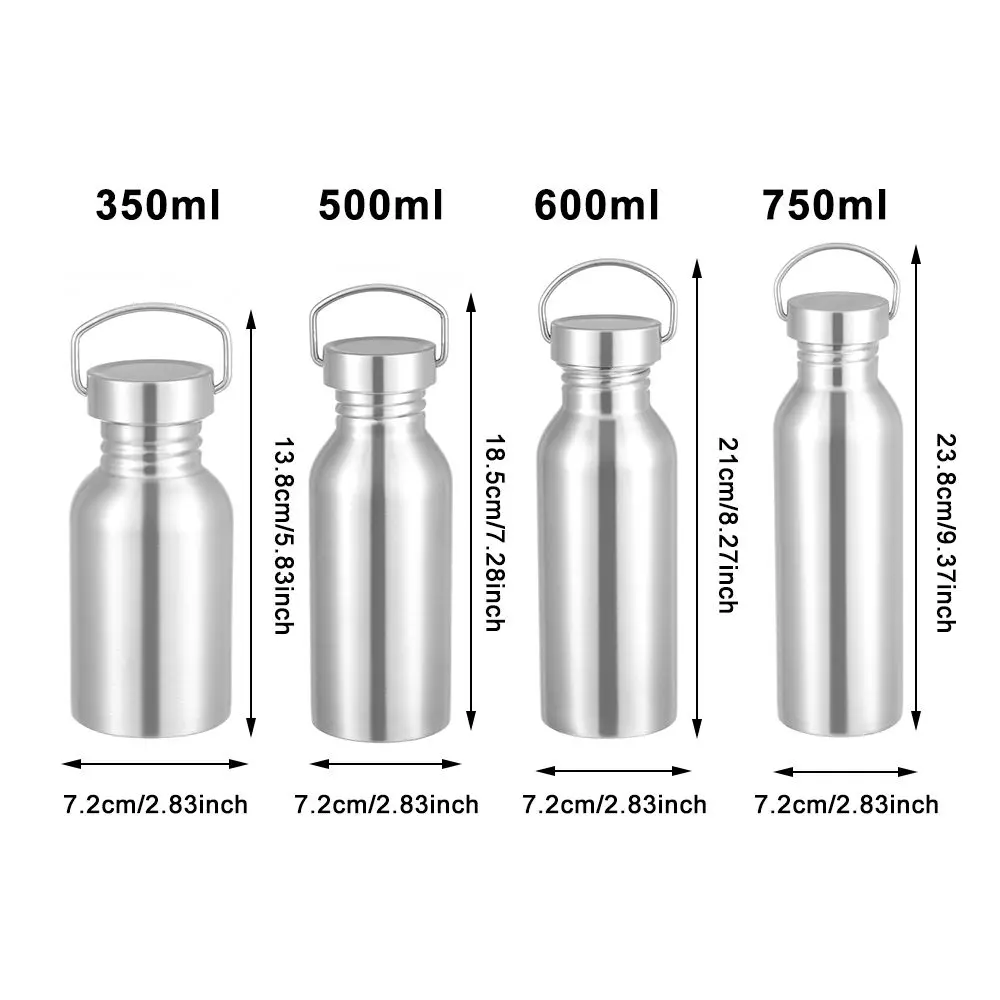 Stainless Steel Bicycle Water Bottle Sports Fitness Single Walled Vacuum Insulated Metal Flask