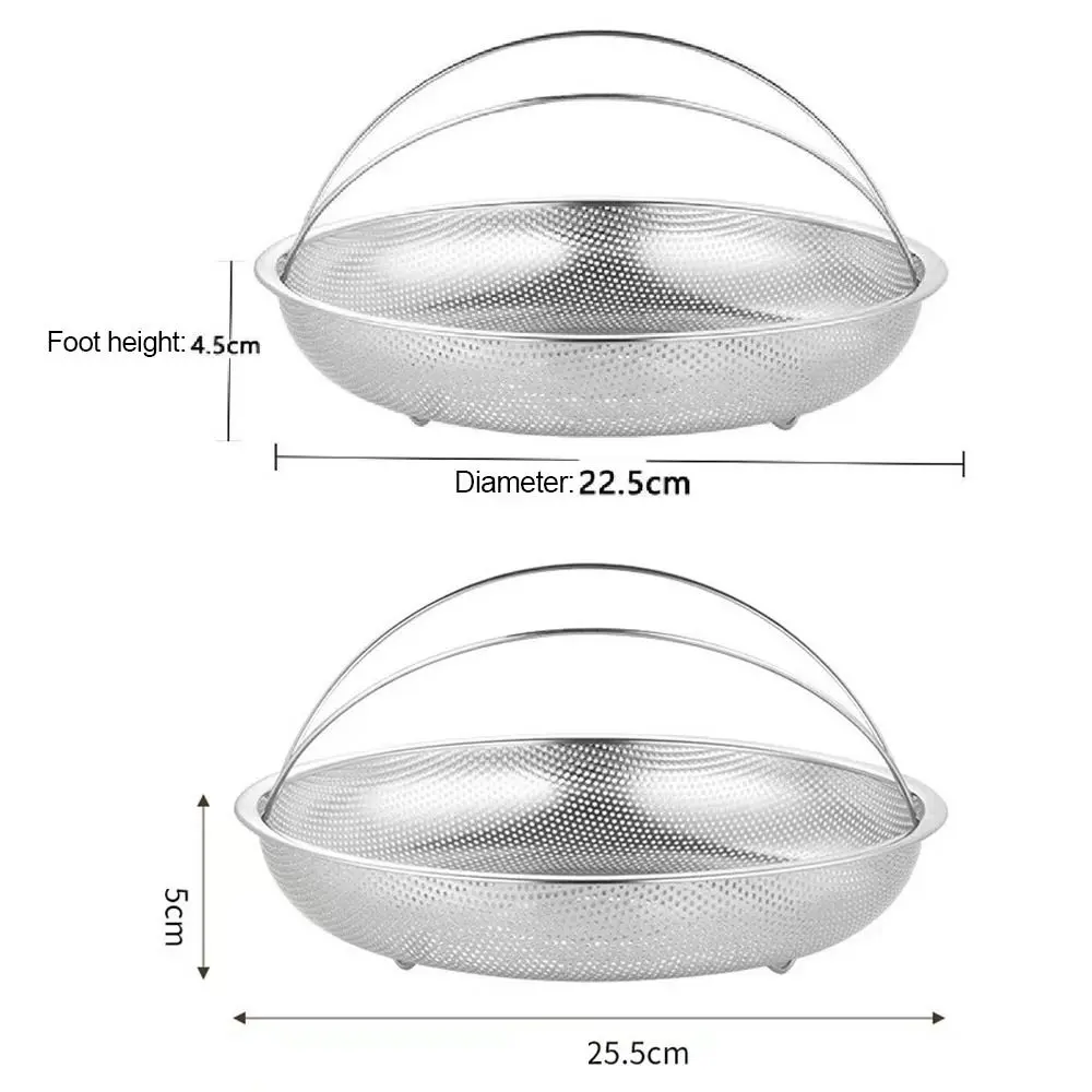 Stainless Steel Food Steamer Basket Pressure Cooker Steamer Basket with Handle Steaming Grid Drain Drainer Cooking Utensils