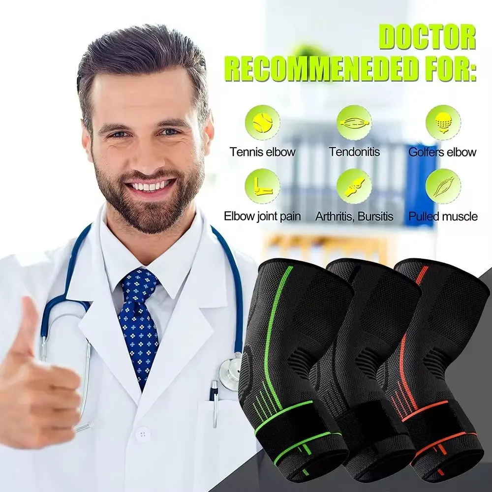 Durable Nylon Elbow Support Black Grey Orange Elastic Arm Sleeve Breathable Elbow Protection Unisex