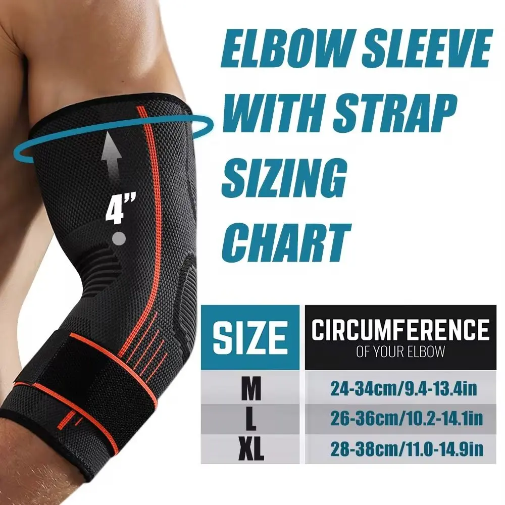 Durable Nylon Elbow Support Black Grey Orange Elastic Arm Sleeve Breathable Elbow Protection Unisex
