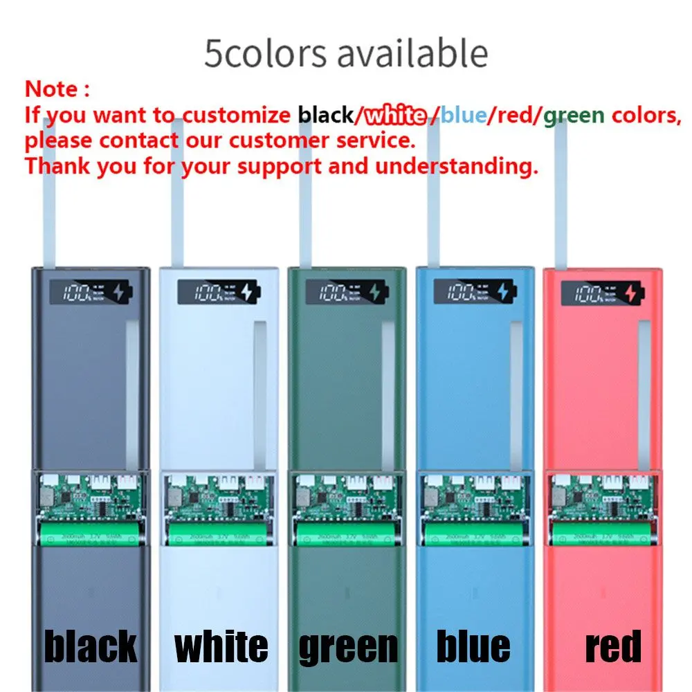 21x18650 Battery Storage Box Dual USB Charge18650 Battery Power Bank Case Shell with LED Light