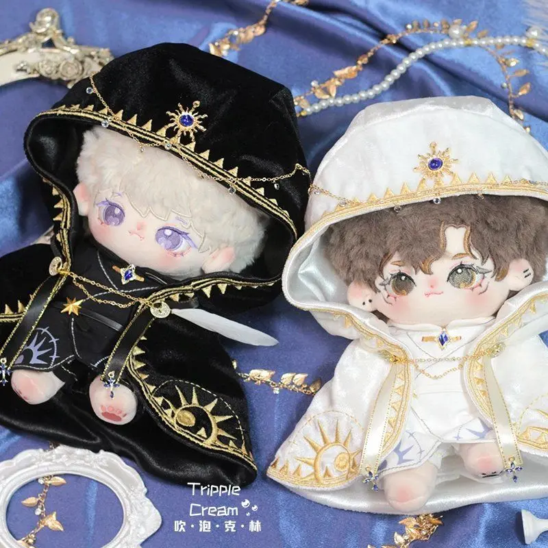 High Quality 20cm Cotton Dolls' Clothes Fallen Angel Black White Robes Priest Cloak Style Plush Puppet Cosplay Dress-up Suit Toy