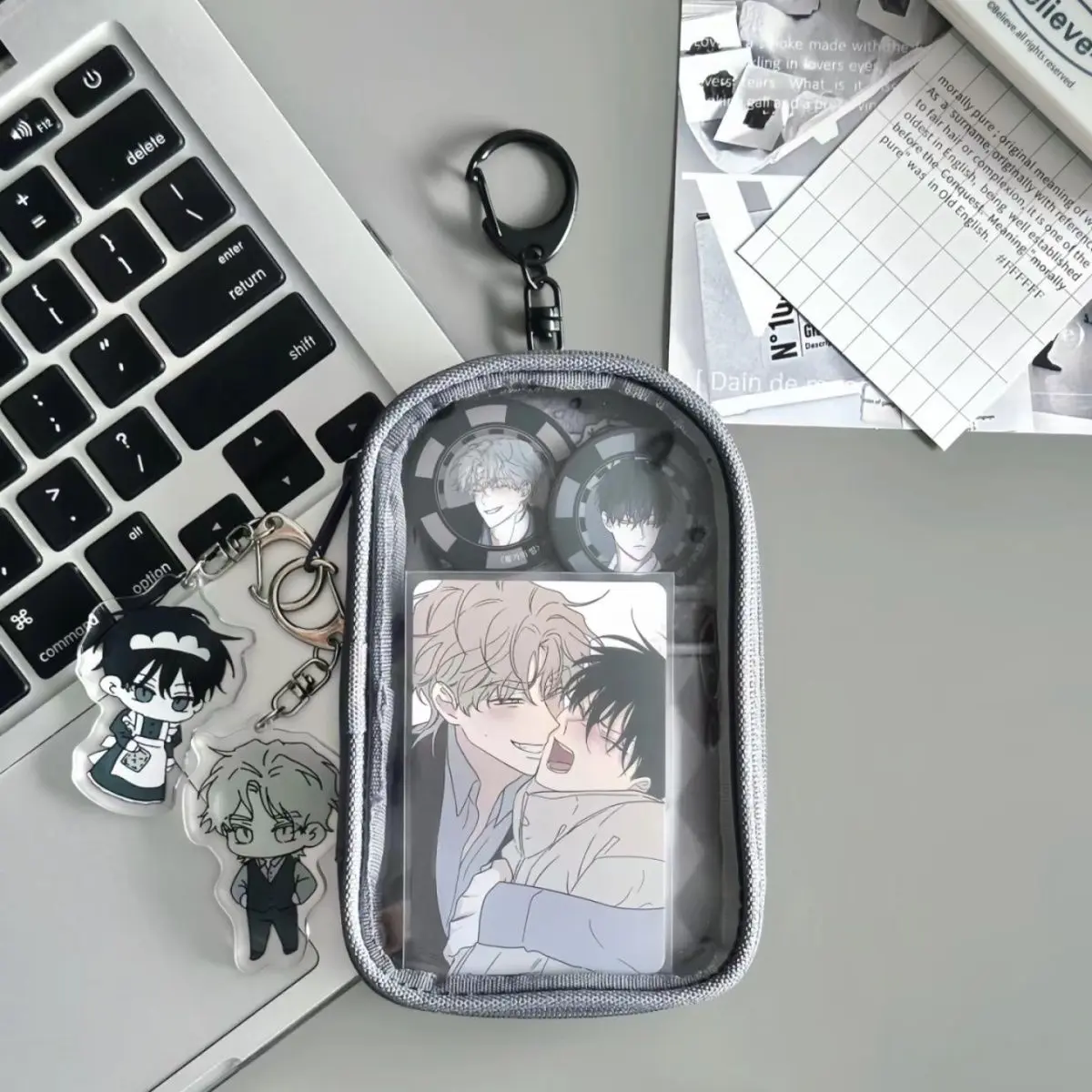 Sanrio Kuromi Melody Cartoon Storage Bag Headphone Protection Bag Portable Transparent Storage Bag With Keychain Cute Itabag Pen