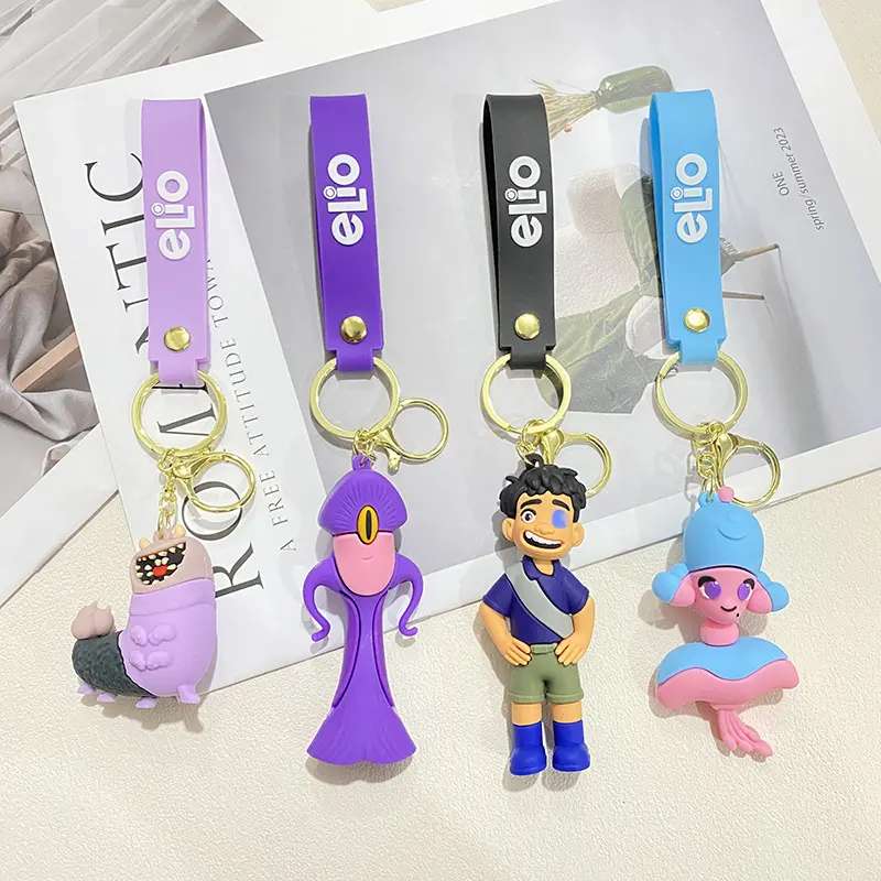 Disney Elio Series Keychain Cartoon Glordon Model Doll Backpack Decoration Pendant Car Keyring Accessories Funny Birthday Gift