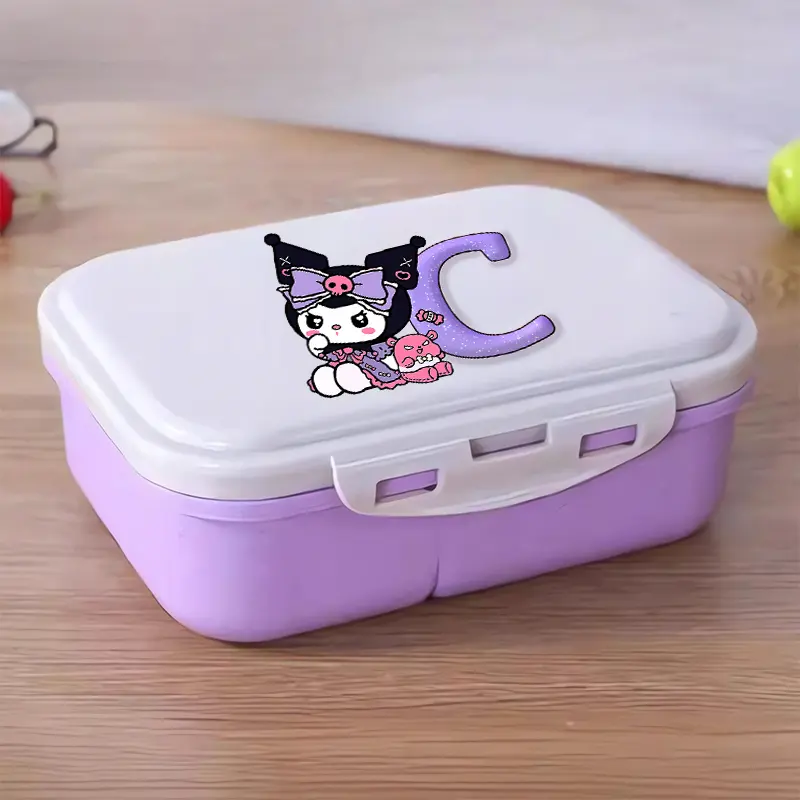 Kuromi 26 Letters Lunch Box Kawaii Girl Portable Bento Rice Boxs Student Hermetic Food Crisper Single Layer Capacity Kids Gift