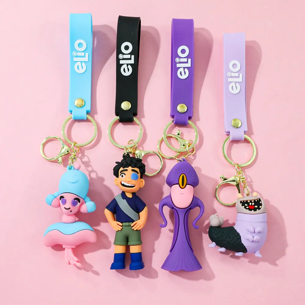 Disney Elio Series Keychain Cartoon Glordon Model Doll Backpack Decoration Pendant Car Keyring Accessories Funny Birthday Gift