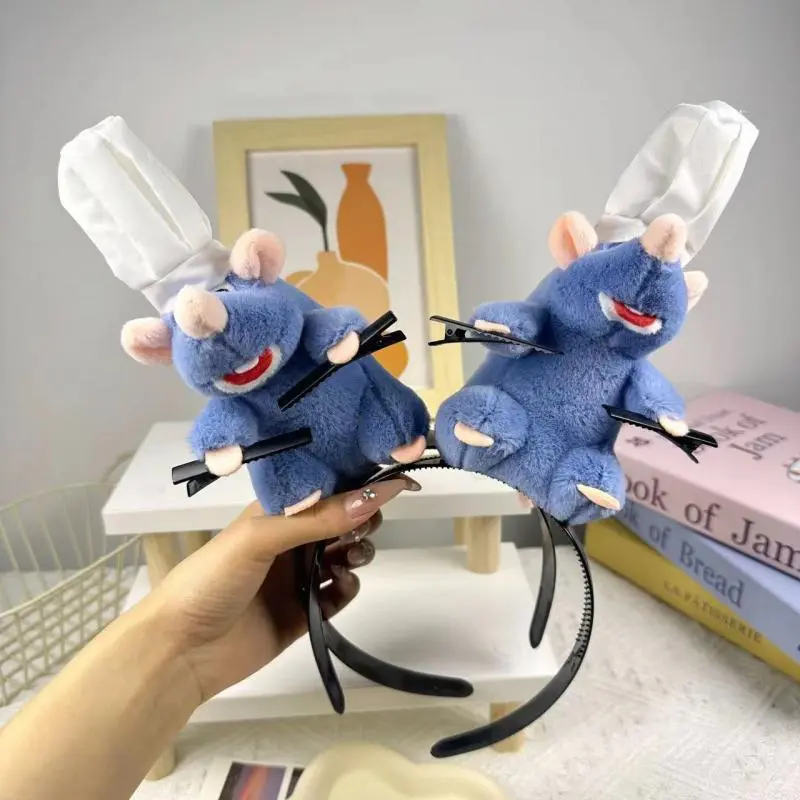 Disney Pixar Anime Ratatouille Hairband Kawaii Cartoon Plush Doll Headband Cute Remy Plush Doll Hairpin Headdress Couple Gift