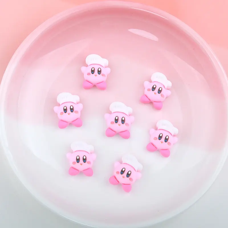 10Pcs/Set Sweet Cool Style Cartoon Cute Kirby Resin Nail Jewelry DIY Kawaii Accessories Decor Toys for Girls Friends Gift