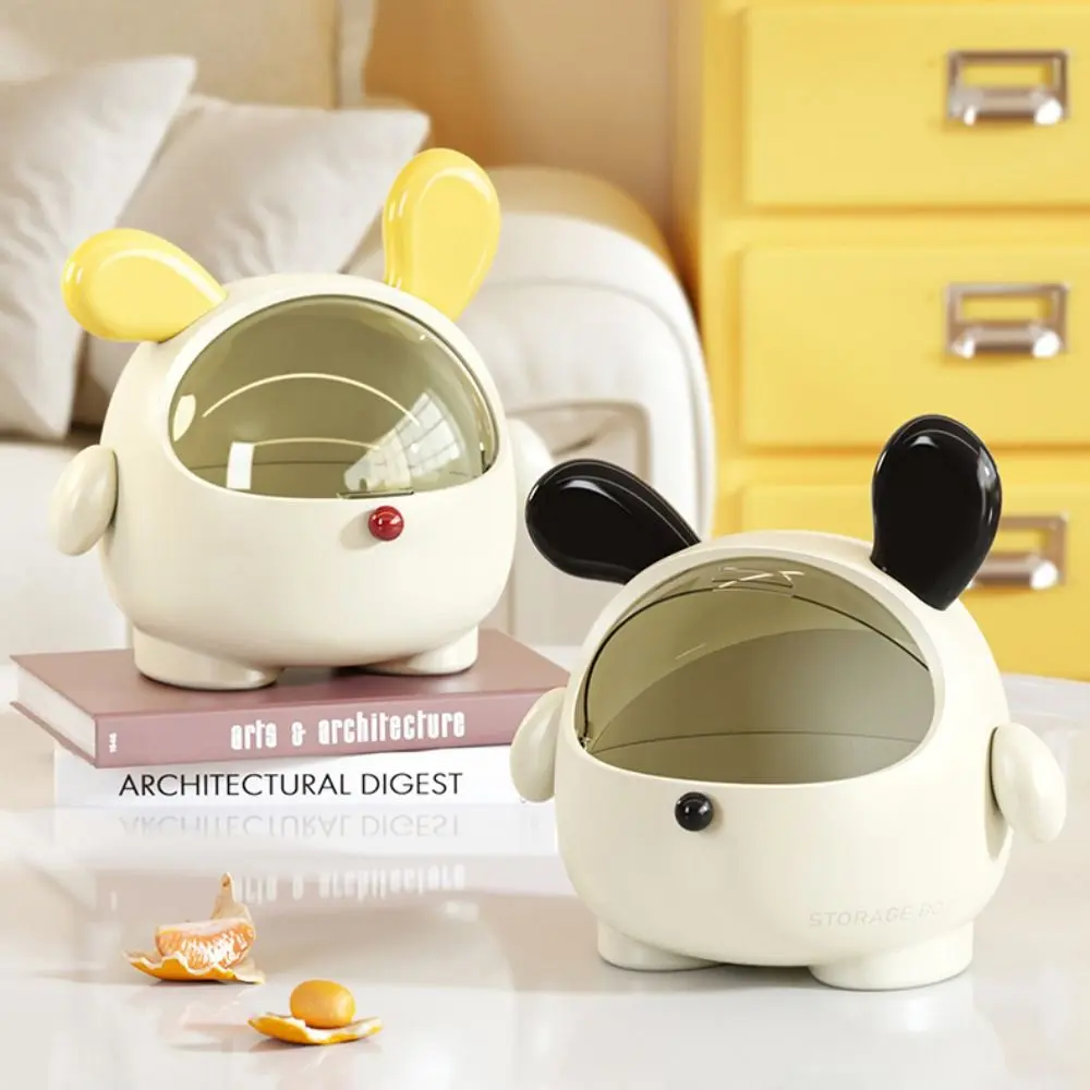 Cute Multifunctional Desktop Storage Box Rabbit High-capacity Stationary Storage Dustproof with Lid Desk Organizer Bin