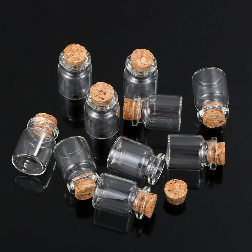 10pcs 5/8/12/15ml Clear Vials Glass Bottle With Cork Stopper Empty Wishing Message Bottles Transparent Tiny Small Bottles