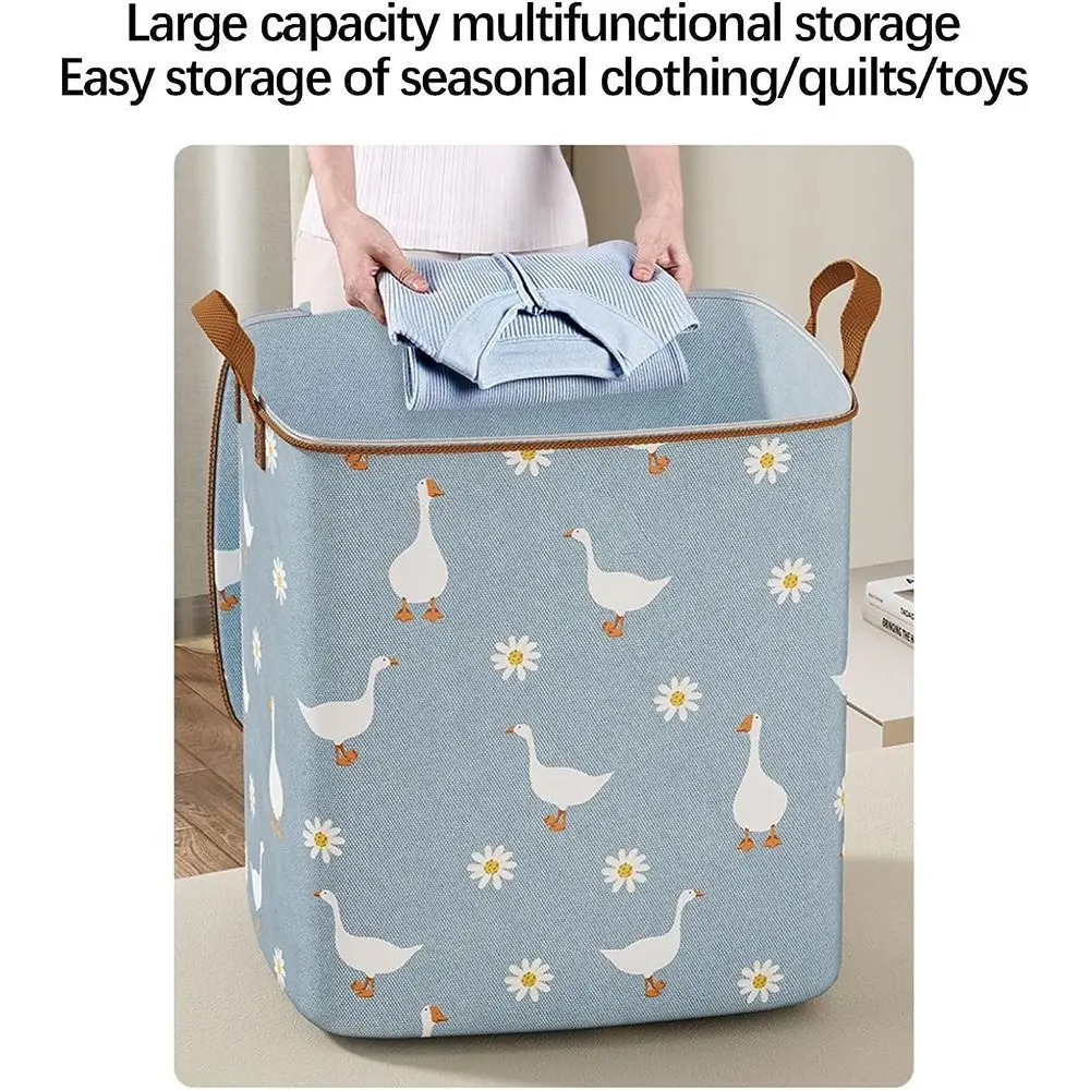 Foldable Quilt Storage Bag Clothes Storage Bins Daisy Closet Organizer Storage Containers Sorting Storage Box with Handles