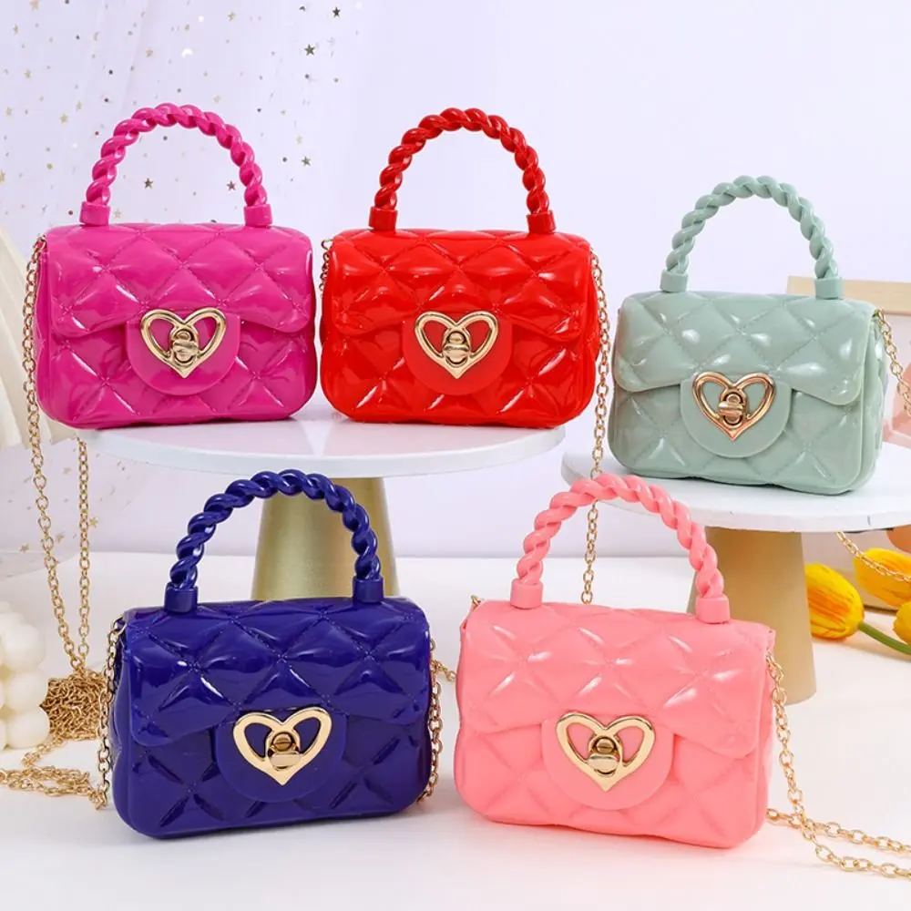 Fashion Kids PU Leather Crossbody Bags Girls Heart Handbag Shoulder Bags Children Mini Coin Purses Jelly Bag Kids Gifts