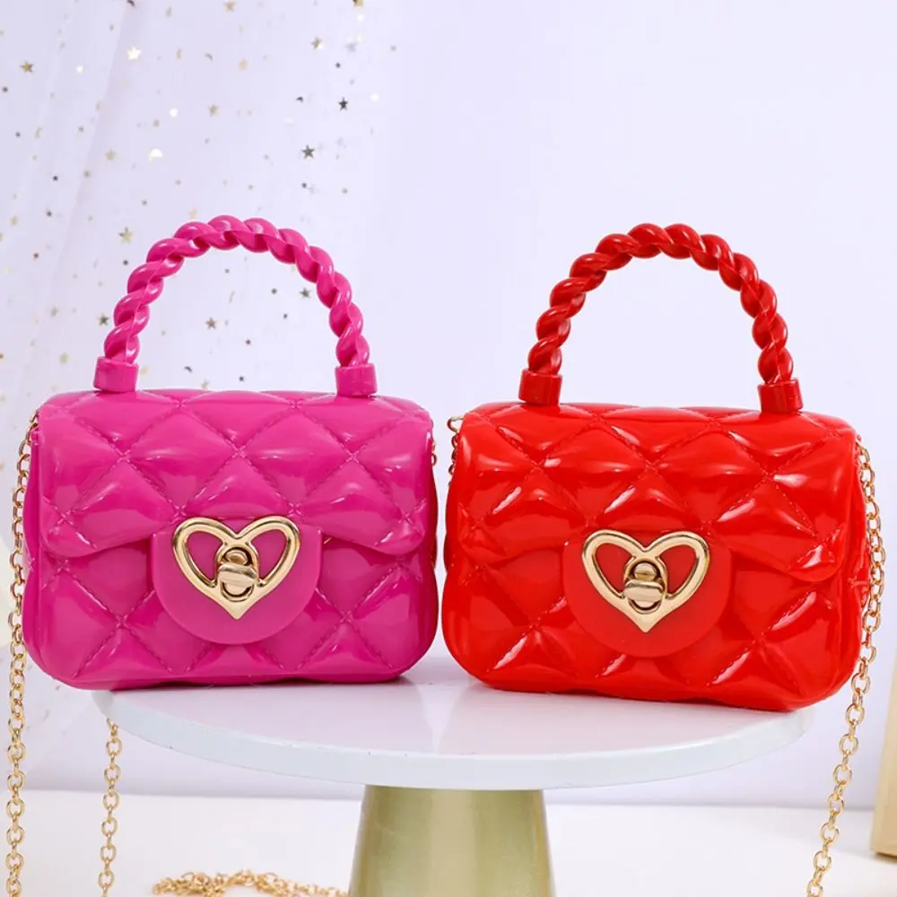 Fashion Kids PU Leather Crossbody Bags Girls Heart Handbag Shoulder Bags Children Mini Coin Purses Jelly Bag Kids Gifts