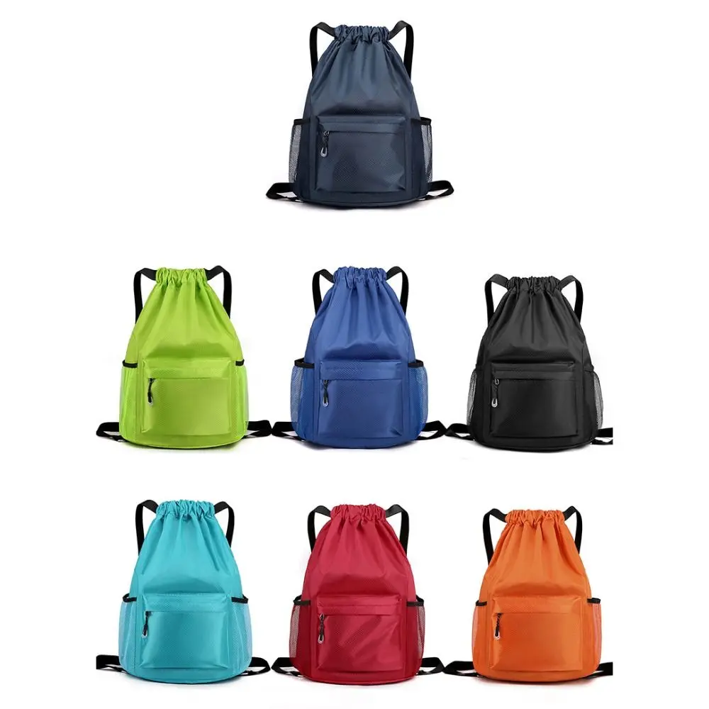 Outdoor Double Shoulder Rucksack Simple Solid Color Waterproof Drawstring Bag Backpack Fashion