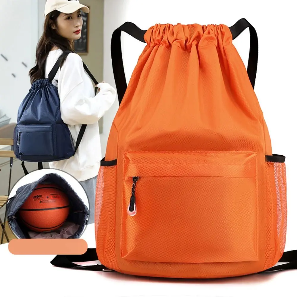 Outdoor Double Shoulder Rucksack Simple Solid Color Waterproof Drawstring Bag Backpack Fashion