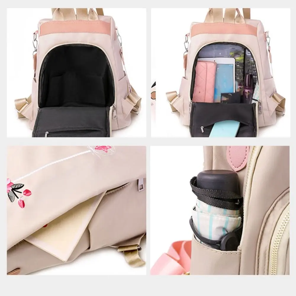 Women Oxford Backpack Casual Embroidery Bag Designer Female Large Capacity Travel Waterproof Handbag Shopping Knaps School Bag