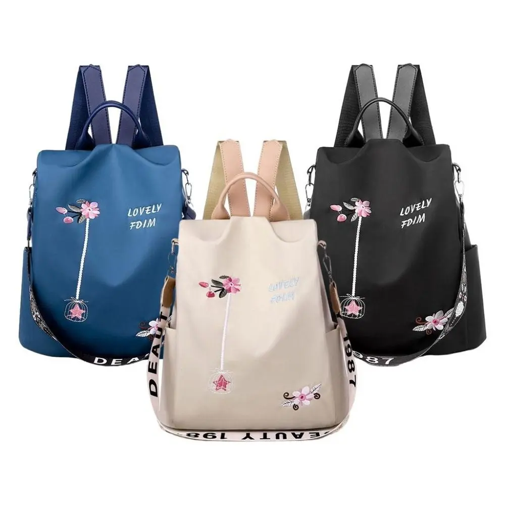 Women Oxford Backpack Casual Embroidery Bag Designer Female Large Capacity Travel Waterproof Handbag Shopping Knaps School Bag