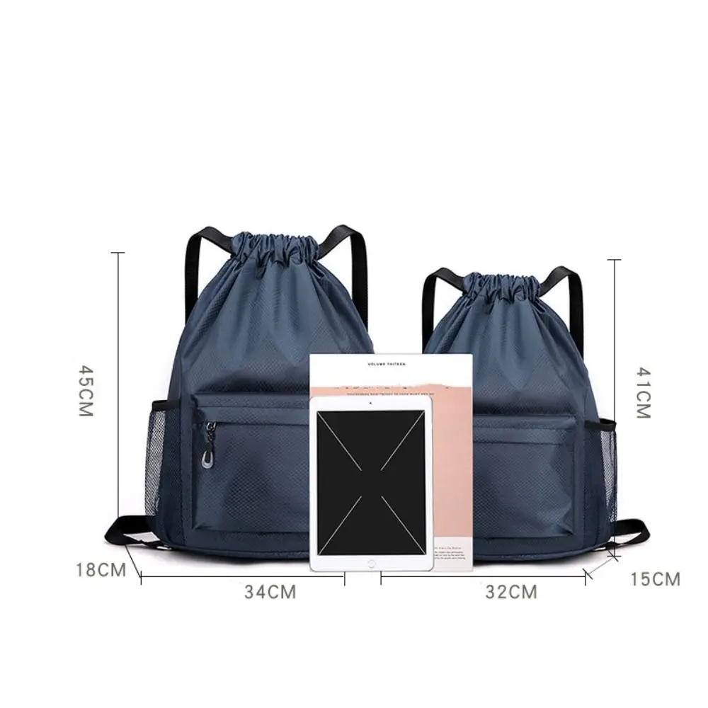 Outdoor Double Shoulder Rucksack Simple Solid Color Waterproof Drawstring Bag Backpack Fashion