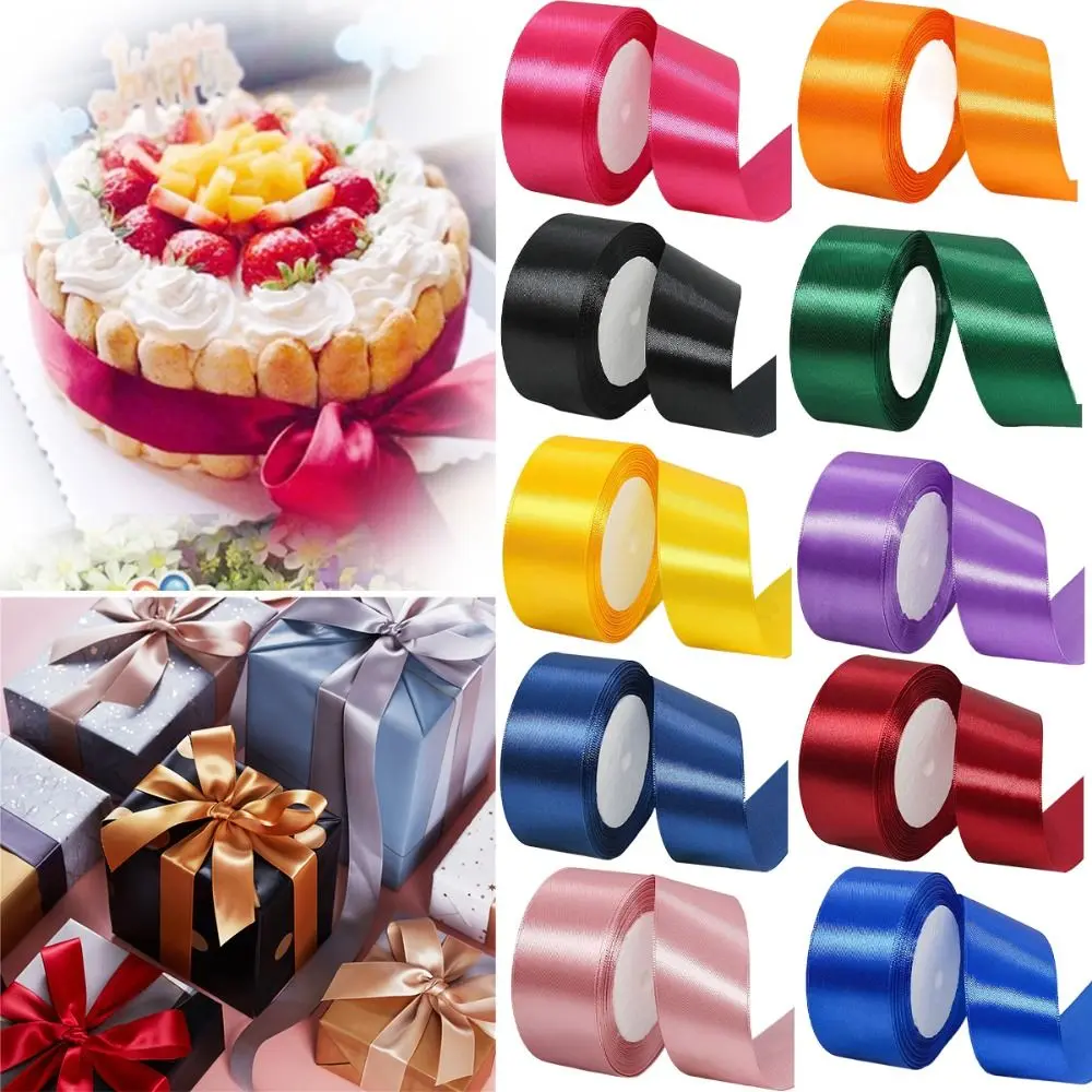 22 Meters 4cm Shiny Silk Ribbons Solid Silk Ribbon Crafts Bow Polyester DIY Gift Wrap Dark Colors Silk Satin Ribbons