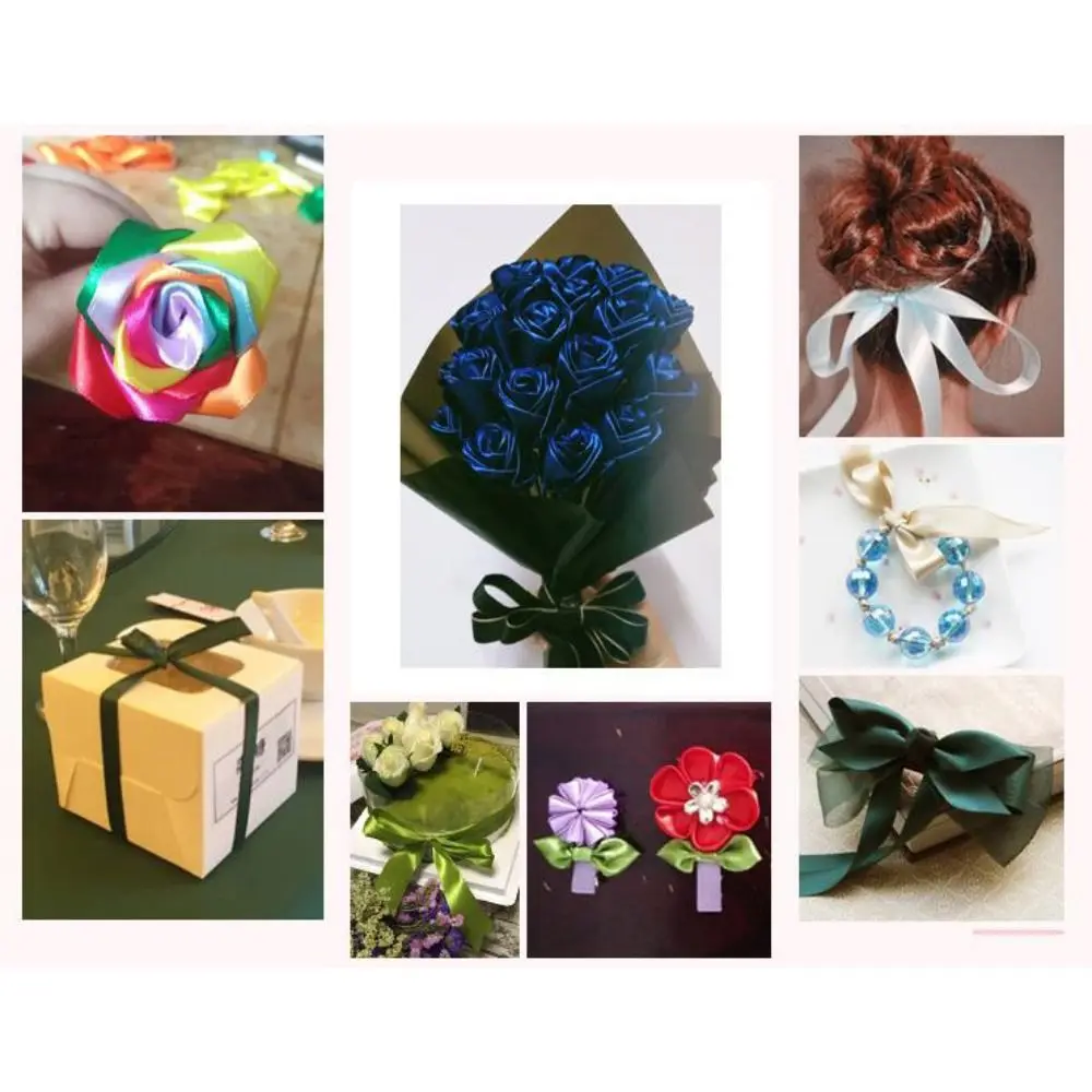 22 Meters 4cm Shiny Silk Ribbons Solid Silk Ribbon Crafts Bow Polyester DIY Gift Wrap Dark Colors Silk Satin Ribbons