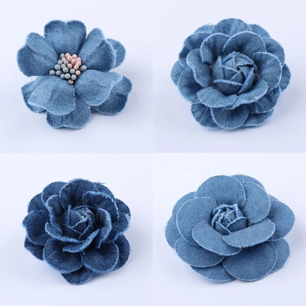 Denim Fabric Flower Boutique DIY Chiffon Lace Trim Flowers Wedding Decoration DIY Scrapbooking Clothes Headwear