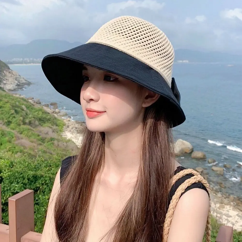 Summer Women Bucket Hat UV Protection Sun Hats Soft Foldable Wide Brim Outdoor Beach Hat Panama Cap