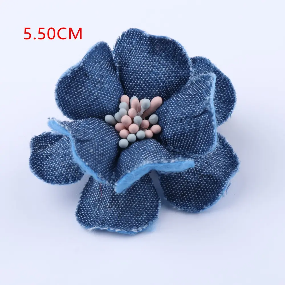 Denim Fabric Flower Boutique DIY Chiffon Lace Trim Flowers Wedding Decoration DIY Scrapbooking Clothes Headwear