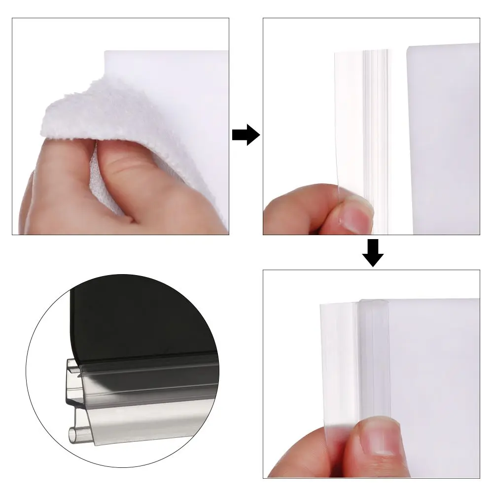 Bath Shower Screen Door Seal Strip Water Baffle 4 to 12mm Seal Gap Window Door Weatherstrip Glass Door Weatherstrip Hardware