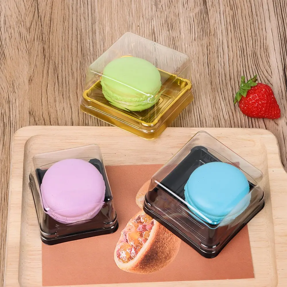 50pcs Plastic Square Moon Cake Boxes Egg-Yolk Puff Container Golden Packing Box Multi Size Mooncake Container