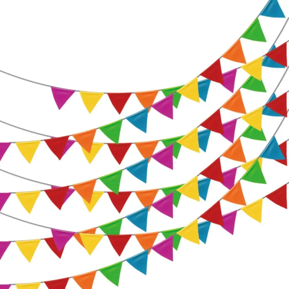100M Multicolored Triangle Flags Bunting Banner Nylon Fabric Pennant Festival Outdoor Colorful Decoration