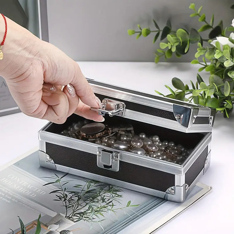 Portable Aluminum Alloy Storage Box Cash Document Tools Home Safe Black Custom Props Metal Password Storage Box