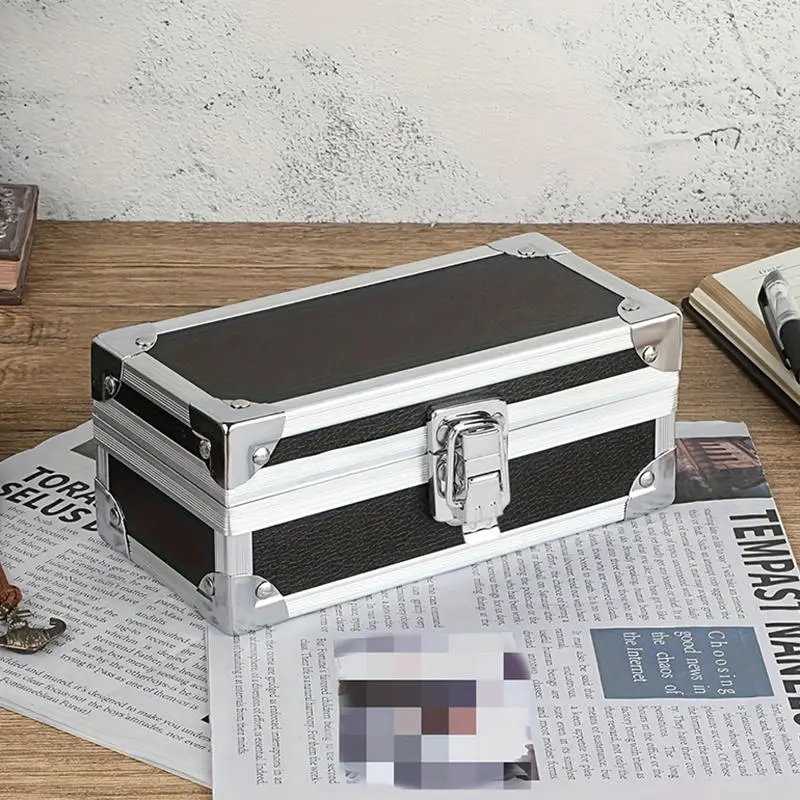 Portable Aluminum Alloy Storage Box Cash Document Tools Home Safe Black Custom Props Metal Password Storage Box