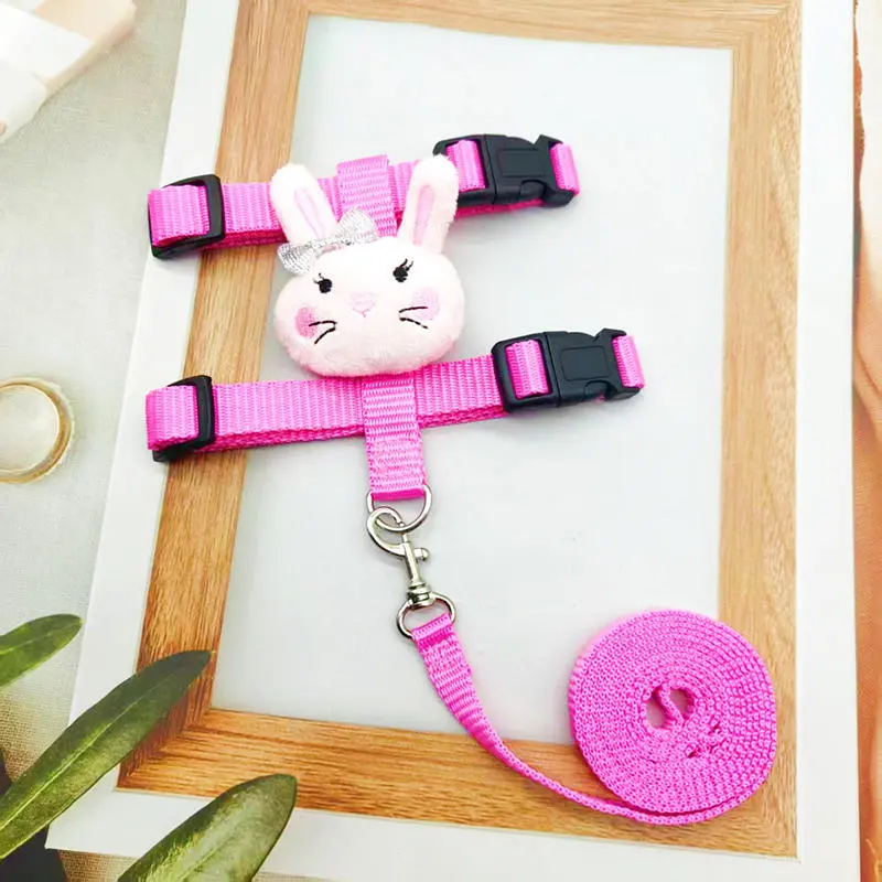 1Pcs Rabbit Harness Set Adjustable for Small Animals Ferrets Piggies Hedgehogs Outdoor Walking Cute Decorations Outdoor Supplies
