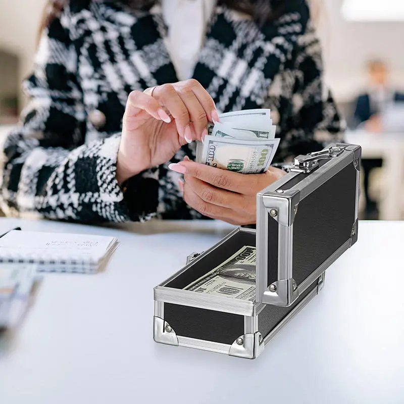 Portable Aluminum Alloy Storage Box Cash Document Tools Home Safe Black Custom Props Metal Password Storage Box