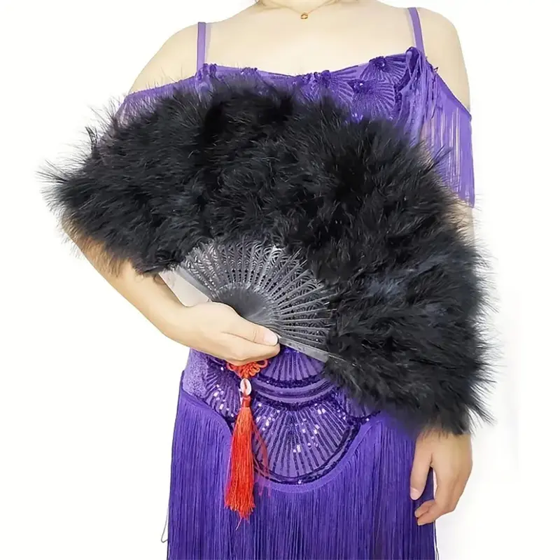 Peacock Feather Fan 1920s Great Gatsby Theme Party Dance Accessories Antique Classic Folding Fan Cheongsam Show Accessories