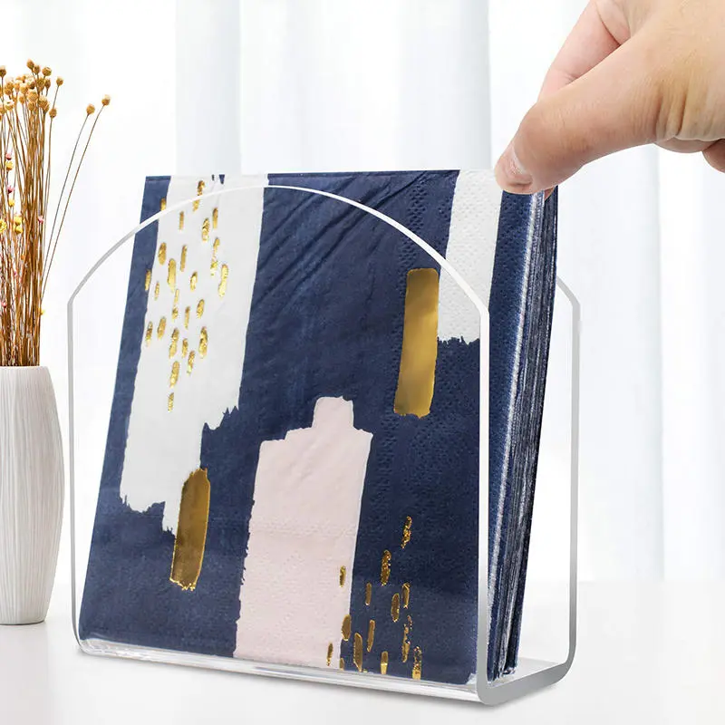 Acrylic Napkin Holder Drink Tray Napkin Dispenser U-Shaped Transparent Tissue Box Napkin Stand for Handkerchief Storage Rack
