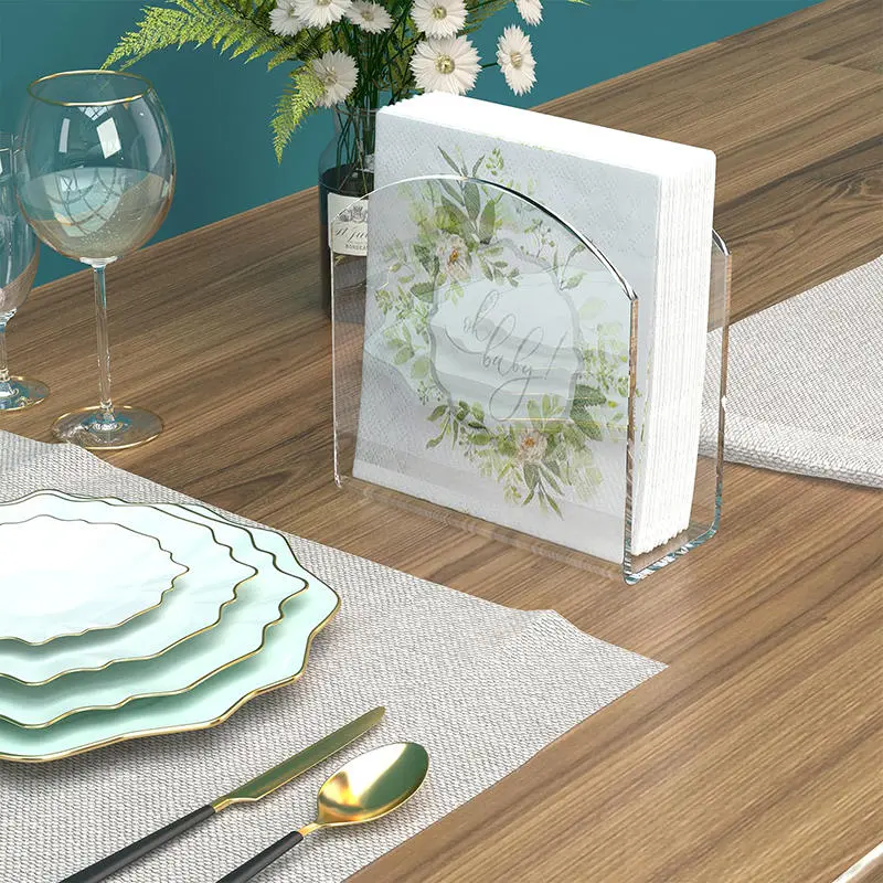 Acrylic Napkin Holder Drink Tray Napkin Dispenser U-Shaped Transparent Tissue Box Napkin Stand for Handkerchief Storage Rack