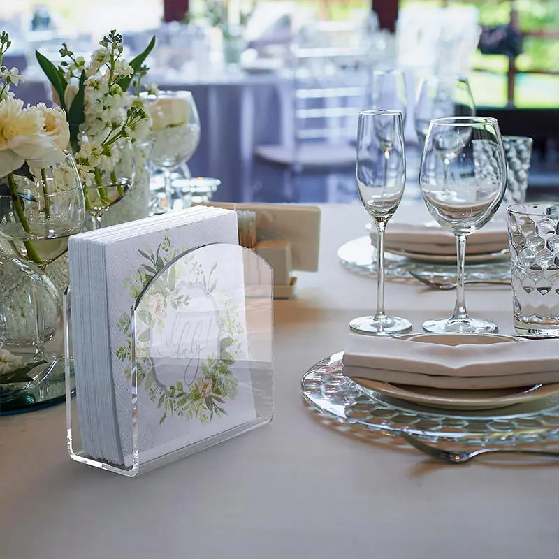 Acrylic Napkin Holder Drink Tray Napkin Dispenser U-Shaped Transparent Tissue Box Napkin Stand for Handkerchief Storage Rack