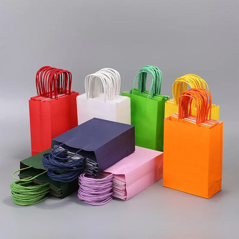 5pcs Holiday Party Gift Bag with Handle Jewelry Shopping Bag Christmas Valentine's Day Marriage Gift Colored Wedding Paper Bag