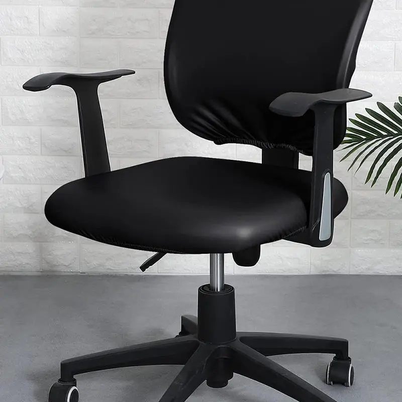 2PCS PU Leather Chair Seat Cover Slipcover Elastic for Home Office Hotel Chair Seat Cover Dining Seat Protector Slipcover