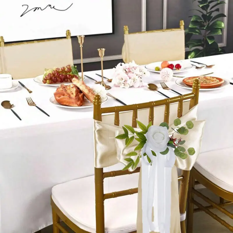 Forest Chair Back Flower Banquet Decoration Wedding Celebration Aisle Pew Flowers Floral Arrangement Silk Cloth Floral Plant
