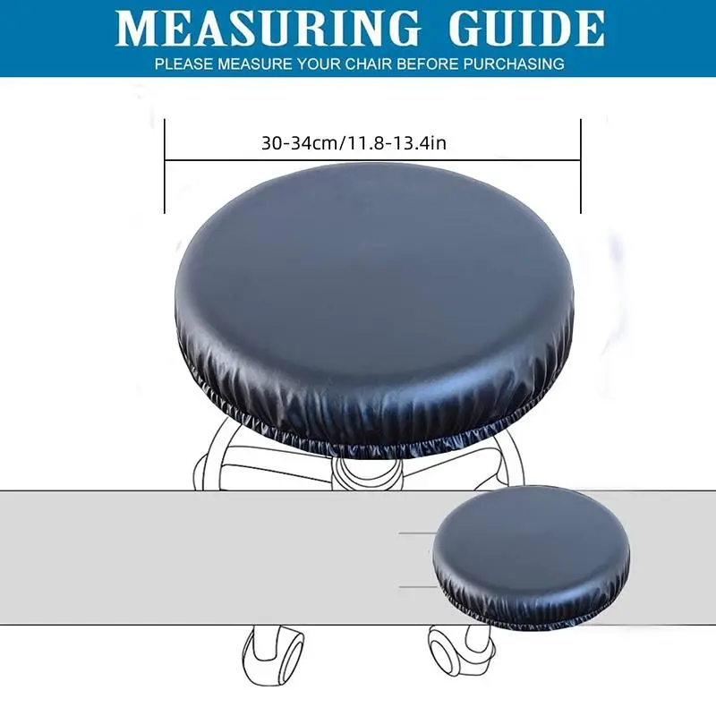 PU Leather Round Chair Cover Waterproof Dustproof Seat Cover Bar Stool Cover Home Restaurant Chair Protector For Hotel Banquet