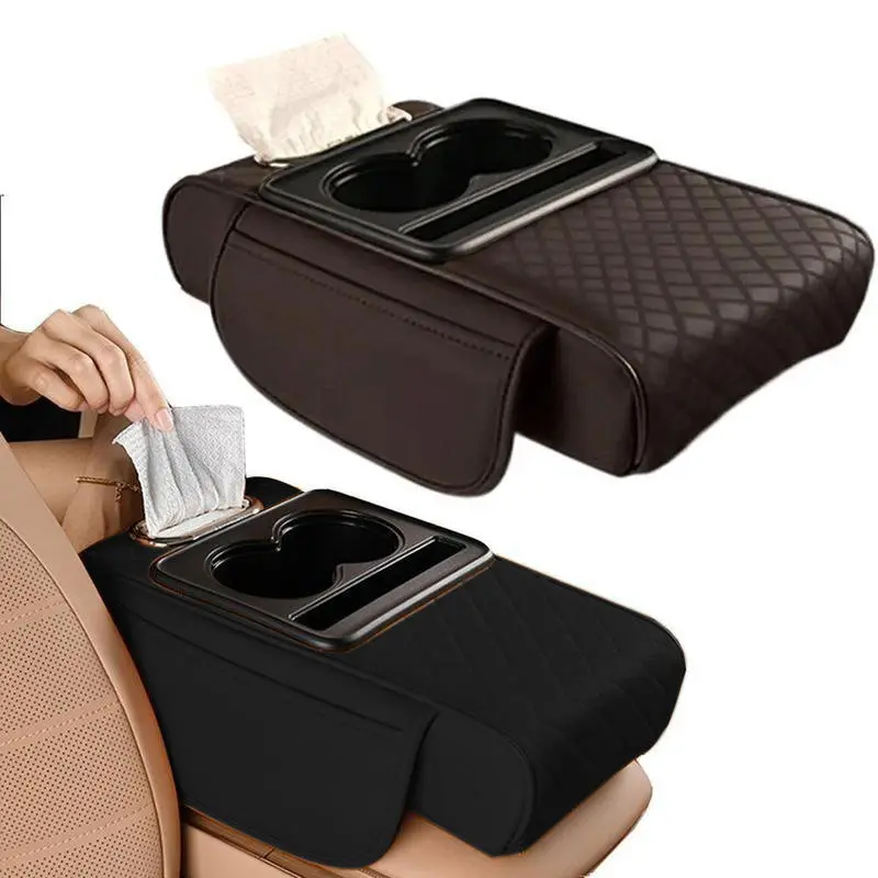 Cup Holder Armrest Heightening Cushion Side Storage Pockets Tissue Box Car Console Console Pillow Anti-slip Waterproof