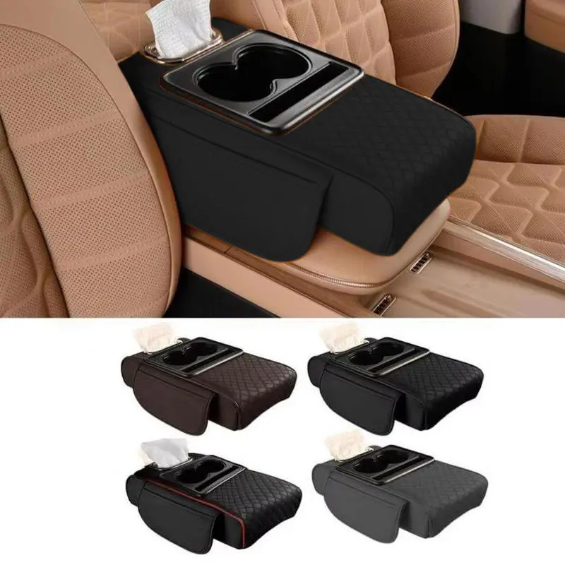 Cup Holder Armrest Heightening Cushion Side Storage Pockets Tissue Box Car Console Console Pillow Anti-slip Waterproof