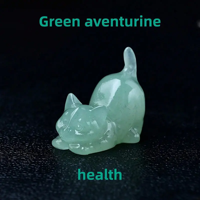 1pc Cute Lazy Cat Statue Natural Stone Crystal Carved Healing Animal Figurine Reiki Gemstone Crafts Home Decoration Lovely Gift